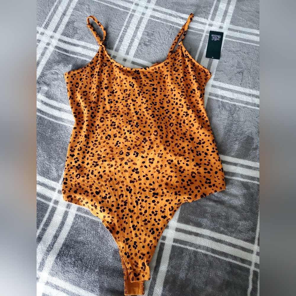 Wild Fable Orange Leopard Print Bodysuit